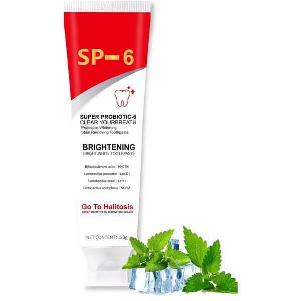 Sp-6 Toothpaste Fluoride-Free Enamel Protection Sensitive Teeth, SP6 Probiotics Zahnpasta, SP-6 Probiotic Whiten Toothpaste, Fresh Mint Flavor Whitening Toothpaste Sp-6 (1Pc)