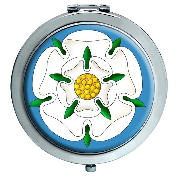 White Rose of York Chrome Compact Mirror