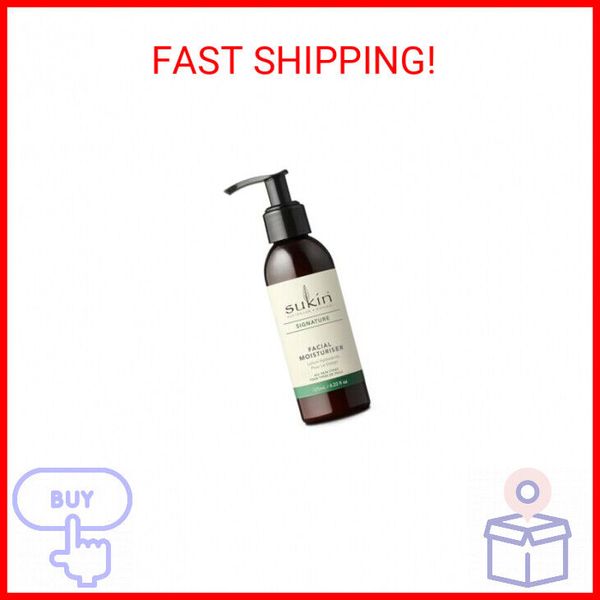 Sukin Facial Moisturizer Pump, Hydrating Face Cream with Wheat Germ and Vitamin