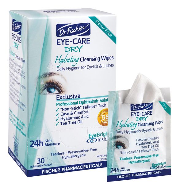 Dr. Fischer Eyelid Wipes for Clear Eyes. Everyday Eye Wipes for Dry, Red or Allergy Eyes. Hypoallergenic Makeup Remover.