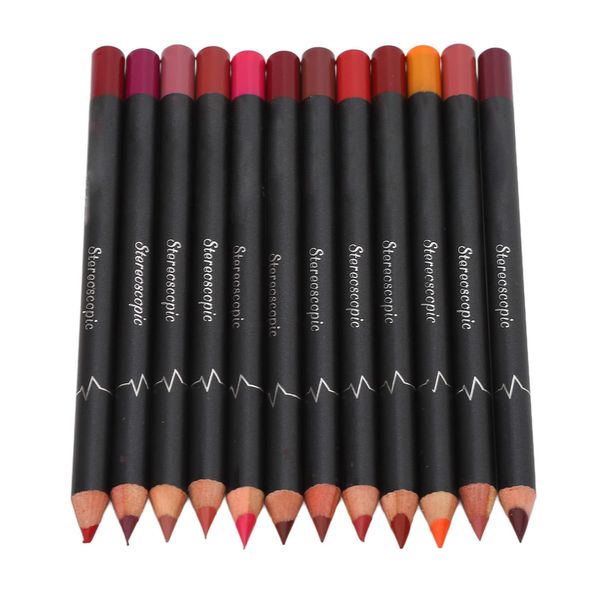 YUYTE 12Pcs Lip Liner Contour Pencil, Waterproof Lip liner, Smudge Matte Lipstick Makeup Tool Set