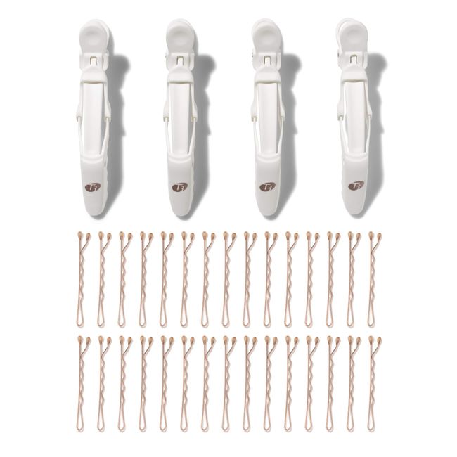 T3 Clip Kit with 4 Alligator Clips and 30 Rose Gold Bobby Pins | Section Hair for Easier Blow Drying and Styling for All Hair Lenths