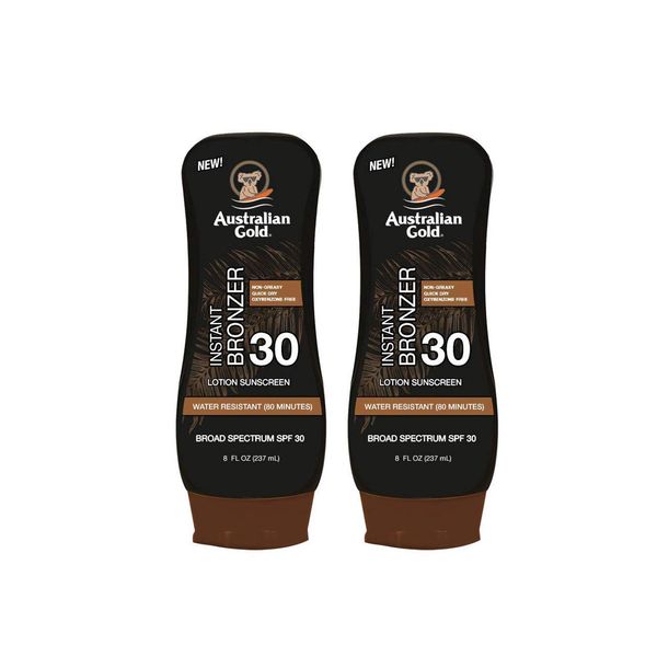 Australian Gold Spf 30 Broad Spectrum Moisture Max Sunscreen Lotion with Kona Bronzers, 8 Ounce (Pack of 2) (2 Pack, Spf 30)