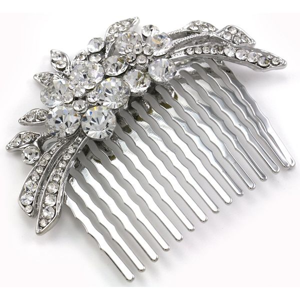 Bridal Wedding Flower Floral Tiara Comb Bridesmaid Gift for Lady Women Girlfriend Mom Prom Beauty Pageant Clear Rhinestones Hair Accessory Costume Wedding Jewelry