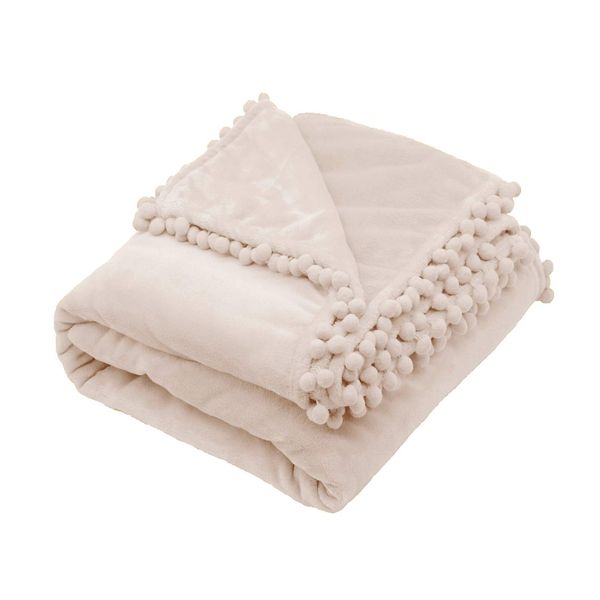 Mokoya Blanket, Single, Cute Blanket, 51.2 x 63.0 inches (130 x 160 cm), Large Size, Fashionable Pom Pom Included, Fluffy, Soft, Multi-Purpose, Shoulder Bag, Lightweight, Washable, All Year Round Use