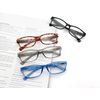 HEEYYOK Mens Reading Glasses Rectangular Frame +4.00 Readers Glasses For Men Spring Hinge Black Grey Blue Tortoise