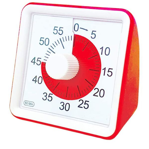 LivingHall Timer, Kitchen 60 Minutes, Visual Timer, Classroom Countdown Clock, Silent Timer for Kids and Adults, Class Time Management Tool (Red, 7.7cmX7.7cmX4cm)