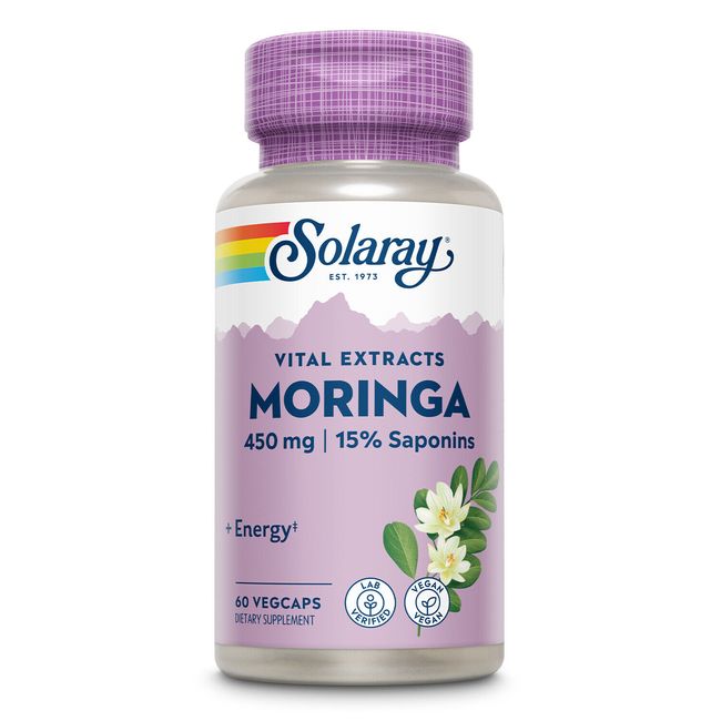 Solaray Guaranteed Potency Moringa Leaf Extract, Veg Cap (Btl-Plastic) 450mg |