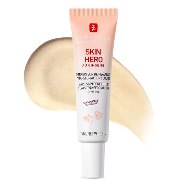 Erborian Skin Hero with White Ginseng, Facial Concealer and Makeup Primer - Non-Tinted Bare Skin Perfecting Face Moisturizer Smooths, Blurs & Illuminates Skin - Silicone Free Korean Skincare