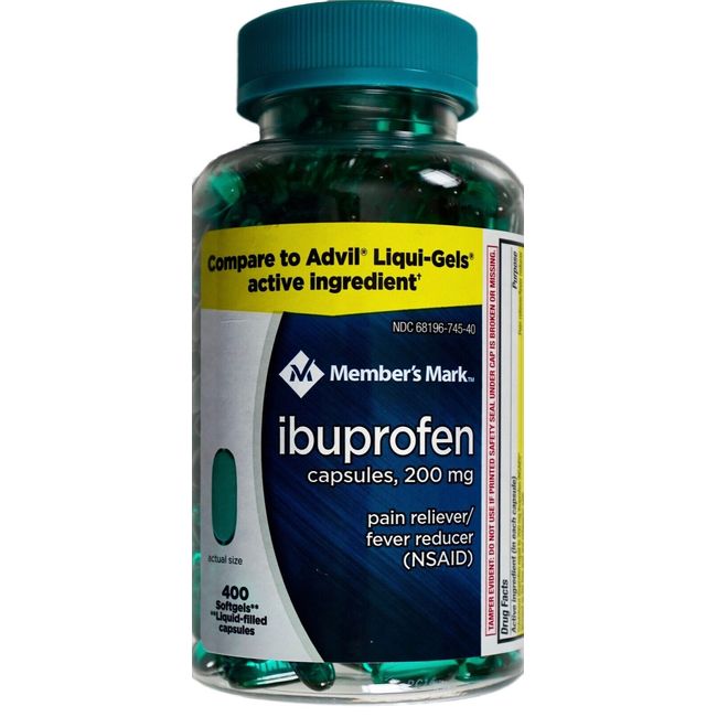 Member's Mark Ibuprofen 200mg, 400 Liquid-Filled Softgel Capsules