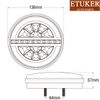 ETUKER 2x Trailer Light Round Rear 12V24V 4Functions Brake/Tail/Direction Indicator/Reverse Light Led Waterproof E-approved