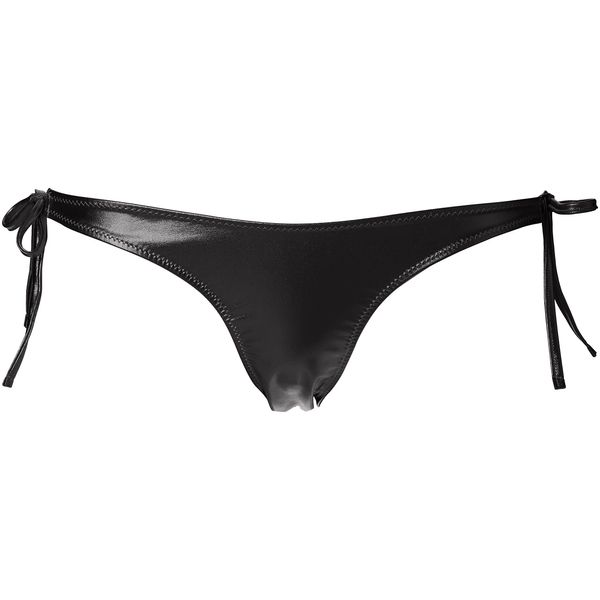 La Paume 230004 Women's Bikini Panties, Sparkling Metallic, Side Ribbon, Untie Shorts, Full Back, Lingerie, Sexy, Shiny, Made in Japan, Black