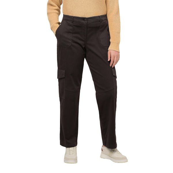 Ulla Popken Damen Cargopants, Barrel Leg Hose, Schwarzbraun, 48