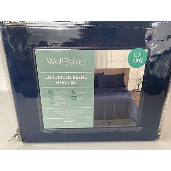 New Well Being Luxurious Blend Bed Sheets Set - Cal King Navy Color