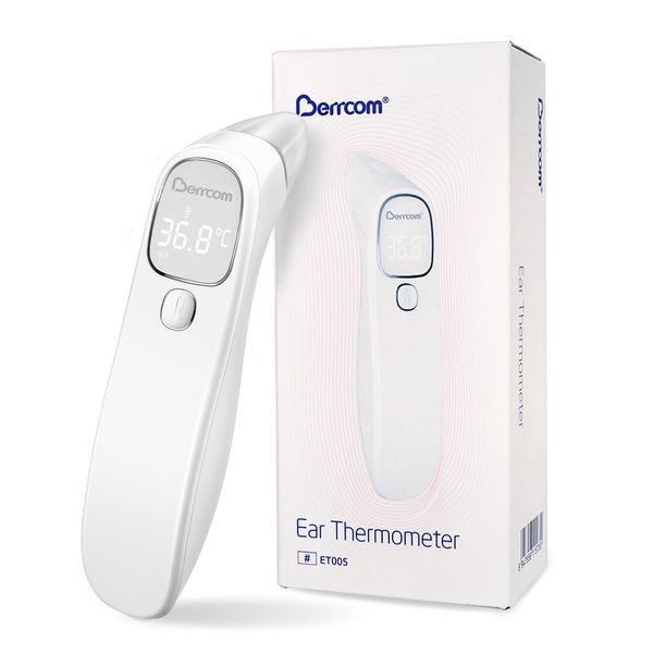 Berrcom Forehead and Ear Digital Thermometer Medical Baby Thermometer Non Contact Infrared Thermometer for Adults and Kids with Fever Alarm, °C/°F Switch, LED Display