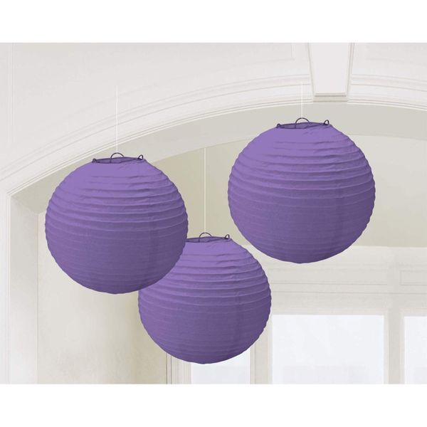 New Purple Round Paper Lanterns (Pack of 3)