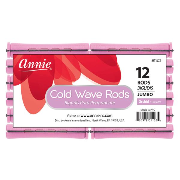 Annie Long Cold Wave Rods with Rubber Band for Hair Curling and Perm Styling - Orchid - Set of 3 Packs of 12 (36 Pieces)