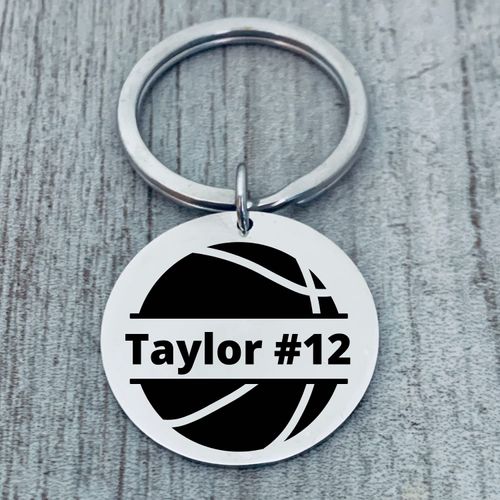 Personalized Engraved Basketball Keychain, Custom Basketball Gift, Basketball Jewelry, Basketball Player, Team and Coaches Gift