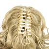 SWACC 12-Inch Short Screw Curls Claw Ponytail Extensions Synthetic Drawstring Curly Hairpiece Jaw Clip Hair Extension (Dark Honey Blonde/Bleach Blonde Mixed- 16/613)