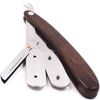 Parker SRDW, Walnut Wood Handle Straight Edge Barber Razor with Stainless Steel Blade Arm for Professionals, 5 Blades included