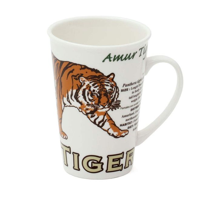 Carolata Science Amur Tiger (11.8 fl oz (350 ml) / Newborn / Dishwasher Safe / Microwave Safe / Pottery / Animals Siberian Tiger Coffee Cup Gift Present