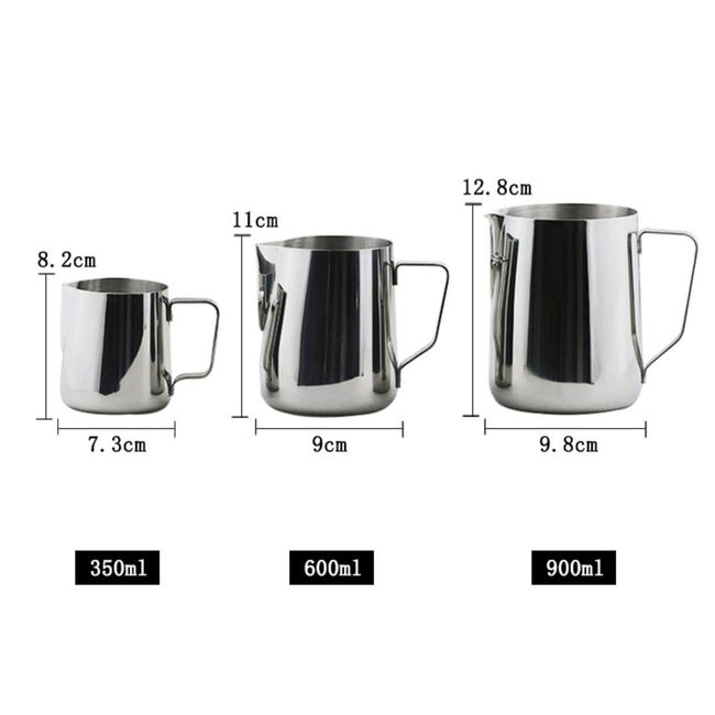 FAROL Milk Pitcher Coffee Latte Art Stainless Steel Milk Jug (Silver, 600ml)