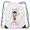 'White Drawstring Bag Personalised Character P.E Kit GIRL.2 with Sublimation Print