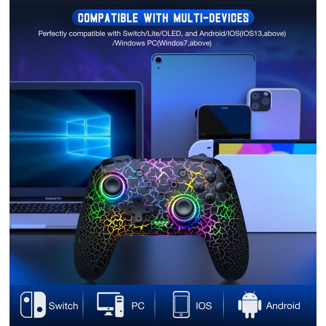 9 RGB Light Wireless Controller For Nintendo Switch/OLED/Lite