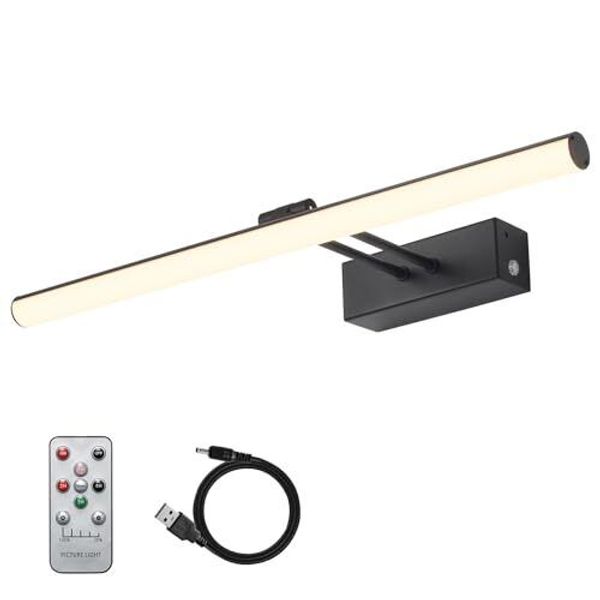 Picture Light, Remote Control Art Light with Brightness Dimmable, Black Round