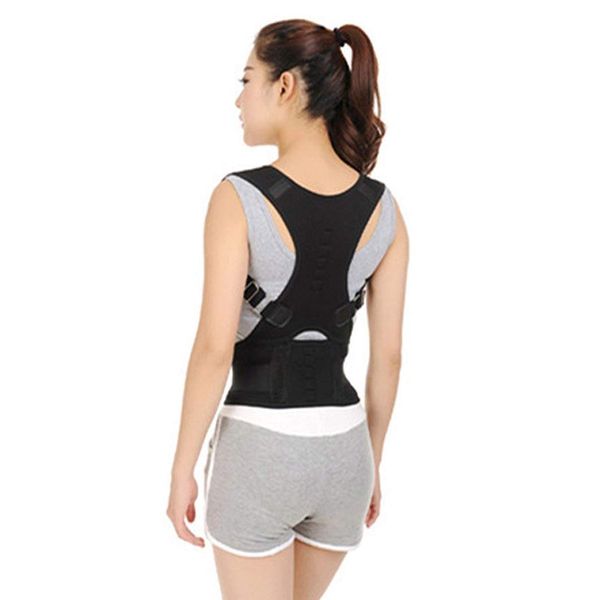 Medical Health Supplies Posture Corrector Back Support Spinal Pain Relief Neoprene Shoulder Lumbar Brace Breathable & Adjustable Waist Belt Strap (Black, 3XL)