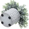 Geometric Embossed Concrete Planter - Artificial Potted Eucalyptus Boxwood Plant
