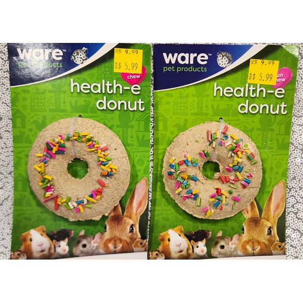 Ware Health-E Fiber-Rich Hay 2 Piece Donut Small Pet Treats Rabbit Hamster Mice