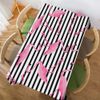 Walmsco Tablecloth Pink Flamingo Black White Stripes Decor For Dining Room Kitchen Rectangular Table Cover 132 * 178cm