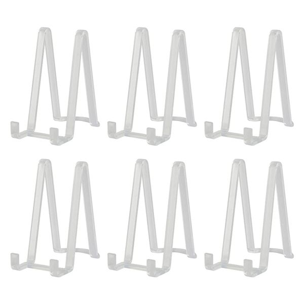 Plate Stands for Display - Plastic Easel Stand Plate holder Display stand Picture Frame Stand for Pictures | Photo|Decorative Plate |Dish | Tabletop Art - 6 inch-Clear