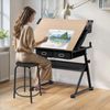 Adjustable Height Drafting Drawing Table Tiltable Tabletop Edge Stopper Natural