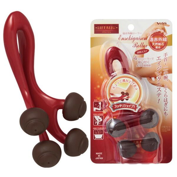 Set of 2 Liftrage Far Infrared Roller for Bare Skin EN-1301 Beauty Roller Massage Goods Beauty Aging Care Goods Ankle Calf Tightening Salon Massage Roller Thigh Upper Arm Esthetic Massage Bess Kogyo Roller Wrist Slimming Red