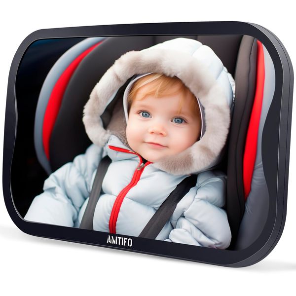 Baby Car Mirror Gifts for Newborns: Ease of Installation Non-Shaking Stability Car Seat Mirror Rear Facing Shatterproof Backseat Mirror View Infant Curved Wide-angle Carseat Mirror - AMTIFO A25