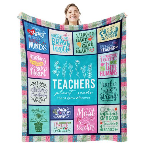 FTEFueie Teacher Appreciation Gifts for Women, Teacher Gifts Blanket Throw 50"x 60", Unique Birthday Back to School Thank You Gifts for Teachers from Student