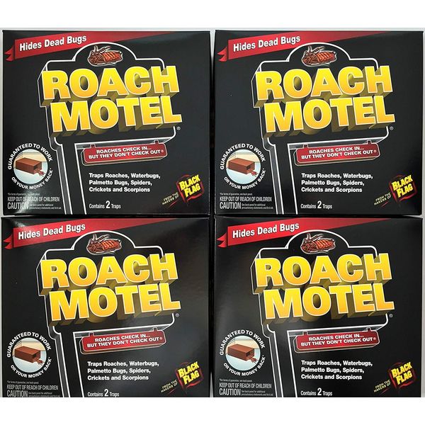 Black Flag 8 traps Roach Motel Cockroach Killer bait Glue Trap