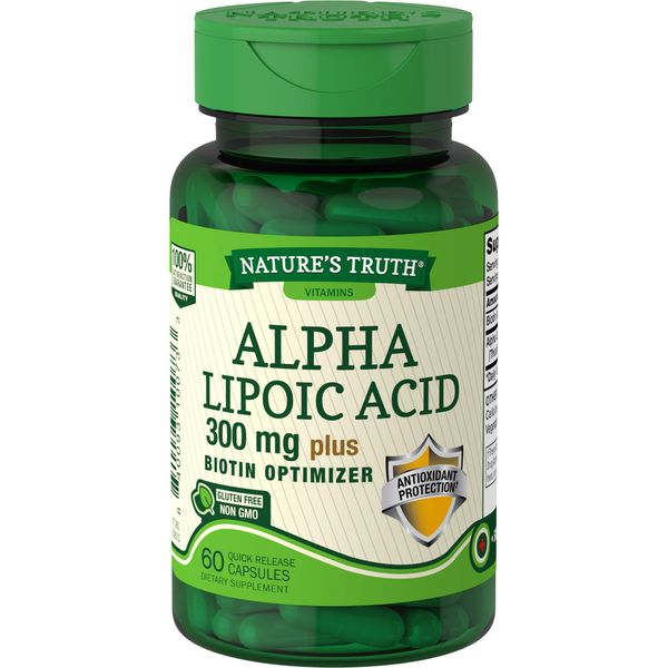 Alpha Lipoic Acid 600mg | Plus Biotin Optimizer | 60 Capsules | Non-GMO & Gluten Free Supplement | by Nature's Truth
