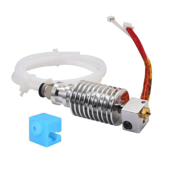 3D Printer Head Hot End Extruder Kit 12V/24V Extruder Head I3 Mega Chiron Straight Type for 3D Printers V5 J Head Accessories Hot End Set Multi-Function Office Equipment with Silicone Sleeve (12V)