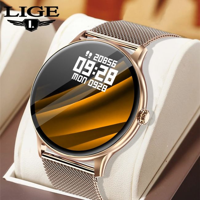 LIGE Smart Watch for Men Brown Android iOS Phones Compatible Make Answer  Call Fitness Tracker 