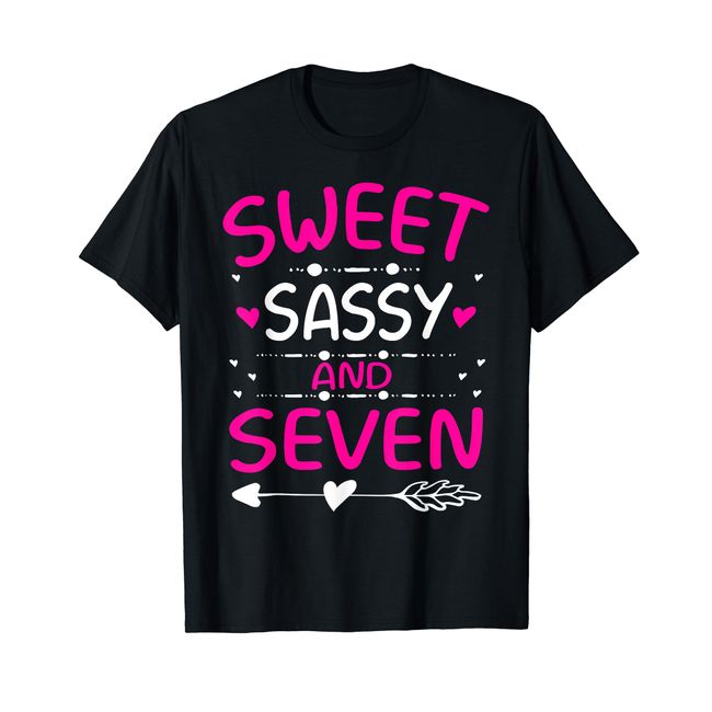 Happy 7th Birthday Sweet Sassy and Seven Girls 7 Years Old T-Shirt