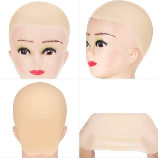 CCZAILAI 2 Pcs Latex Bald Cap Makeup Bald Head Wig Cap Costume Accessory for Adults HalloweenTheme Party bar Fancy Dress Cosplay Masquerade Christmas Old Lady Hairstyle(Big Size) (one)