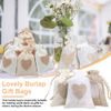 HMIEPRS 40 Pcs Burlap Bags, Linen Drawstring Bags with Gift Tags, Heart Hessian Bags, Jute Cloth Favour Pouches for Wedding Fabric Christmas Party Birthday DIY Craft (White Beige)