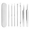 Trust Contact 7-Piece Set for Acne Removal, Pore Care, Tweezers, Face Presser, Antibacterial, Stainless Steel, Case Included, Corner Stopper Removal