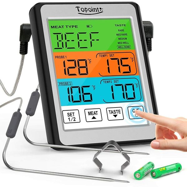 Digital Wireless 2 Dual Probe Meat Thermometer BBQ Kitchen Oven Grill Cooking