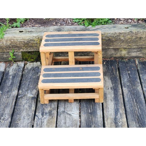 Pet Steps Stairs Stepstool Wood Handmade Solid Sturdy Two Steps Portable Solid