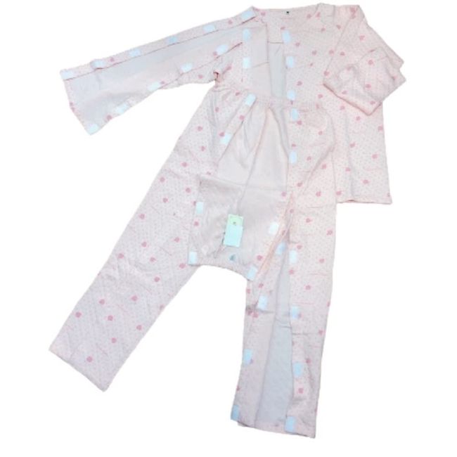 yuaseiharu Women's Nursing Pajamas, Full Opening, Autumn and Winter, Quilted Pajamas, Shoulder to Full Open Warm Pajamas, Pink