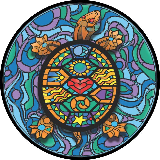 Tire Cover Central Stained Glass Turtle Spare Tire Cover (Custom Made to Your tire Size-See menu)